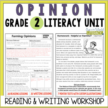 Preview of Opinion Reading & Writing Workshop Lessons & Mentor Texts - 2nd Grade