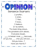 Opinion Sentence Starters