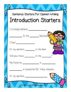 sentence starters for opinion essays
