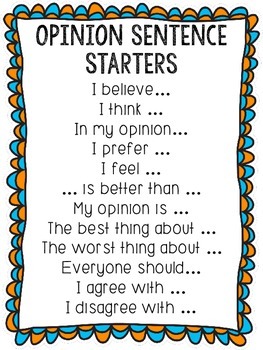 Image result for opinion sentence starters