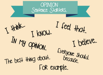 Preview of Opinion Sentence Starters Resource