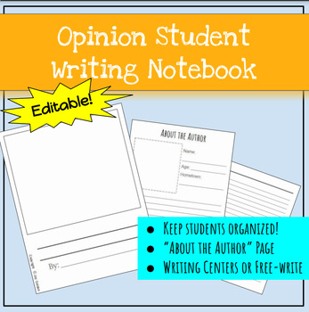 Opinion Student Writing Notebook Organizer by Joy Golden | TPT