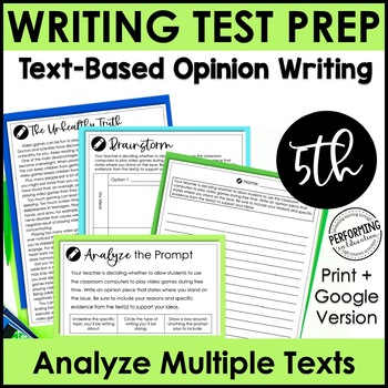 Preview of Opinion Test Prep | Text-Dependent Opinion | Text-Based Writing | 5th Grade