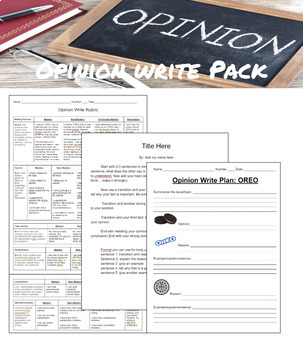 Preview of Opinion Write Pack: plan, template, rubric