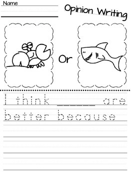 Preview of Kindergarten Opinion Writing Worksheets