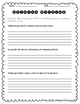 Opinion Writing by Sharp Pencils Sharp Students | TPT