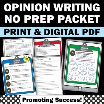 Preview of Opinion Writing OREO Graphic Organizer Writing Paper 4th 5th Grade Passages