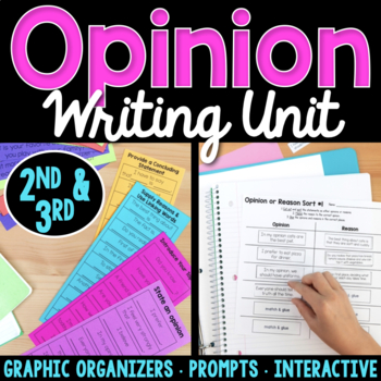 Preview of 2nd Grade Opinion Writing Unit Graphic Organizer, Prompts, Sentence Starters