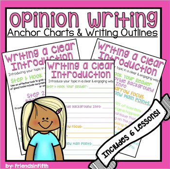Preview of Opinion Writing: Anchor Charts & Outlines |5th Grade|