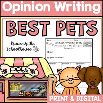 Preview of Opinion Writing Best Pet | Easel Activity Distance Learning