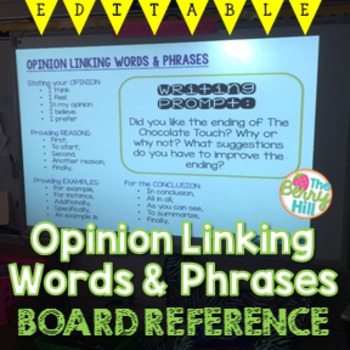 Preview of Opinion Writing - Board Reference for Linking Words EDITABLE!