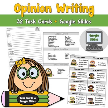 Preview of Opinion Writing Task Cards Distance Learning