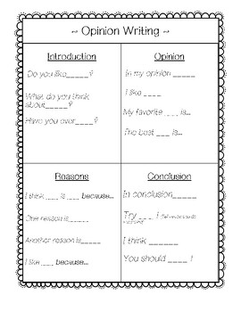 Opinion Writing Cheat Sheet by Kelsey Wilder | TPT
