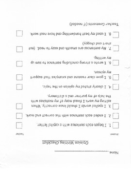 Preview of Opinion Writing Checklist & Graphic Organizer