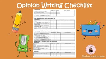 Preview of Opinion Writing Checklist (includes counterclaim)