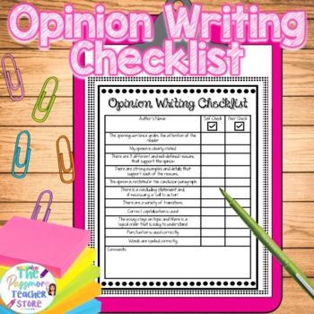 Preview of Opinion Writing Checklist l Self-Assessment l Peer Evaluation