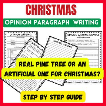 Preview of Opinion Writing Christmas Prompts; a real pine tree or an artificial one