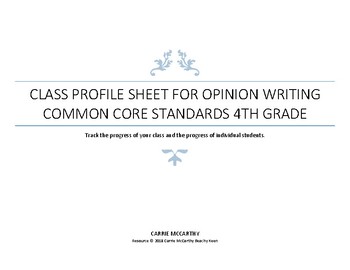 Preview of Opinion Writing Class Profile Chart