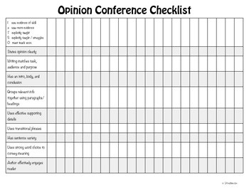 Preview of Opinion Writing Conferencing Form