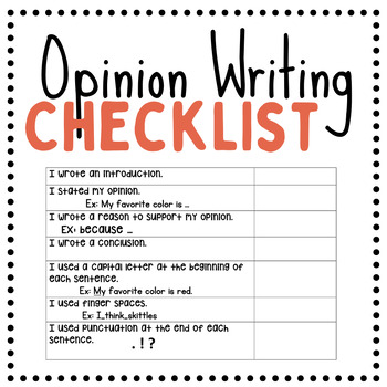 Preview of Opinion Writing Editing Checklist