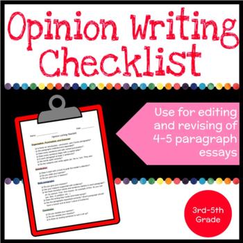 Opinion / Persuasive Writing Editing Checklist by Magic with Miss L
