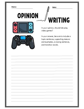 Preview of Opinion Writing Essay Prompts/Writing Pages