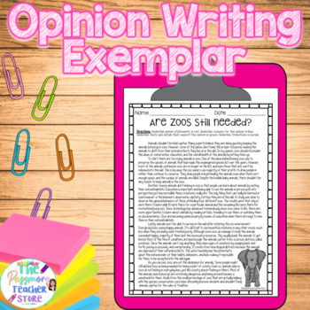 Preview of Opinion Writing Exemplar Worksheet | Are Zoos Still Needed? Original Mentor Text