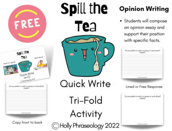 Preview of Opinion Writing FREE Tri-fold Activity