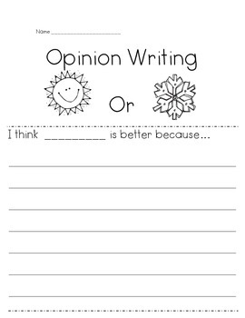 Opinion Writing- FREEBIE by Kleinman's Classroom | TPT