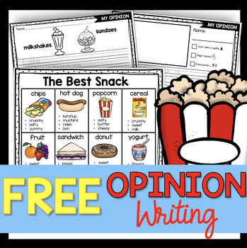 Preview of Opinion Writing FREEBIE Kindergarten and First Grade Writer's Workshop