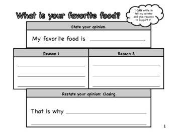 Preview of Opinion Writing: Favorite Food