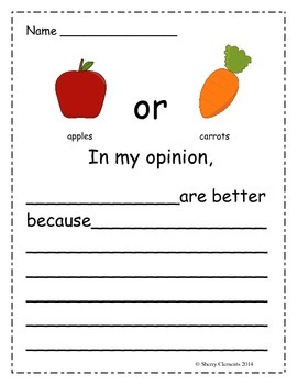 Opinion Writing Snacks by Sherry Clements | Teachers Pay Teachers