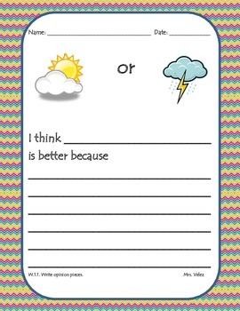 opinion writing first grade by greta velez teachers pay