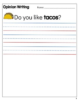 Opinion Writing - Food Templates - Distance Learning by Kait's Kinders