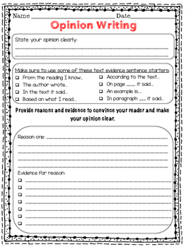 Opinion Writing Graphic Organizer by Messy Teaching TPT