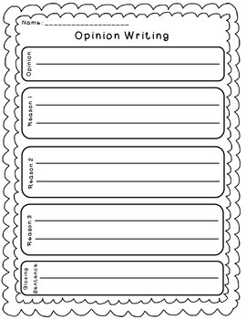 opinion writing graphic organizer by sunny days in first grade tpt