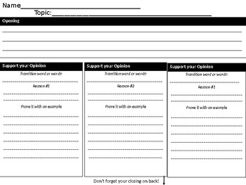 Opinion Writing Graphic Organizer by Rachel Lawrence | TPT