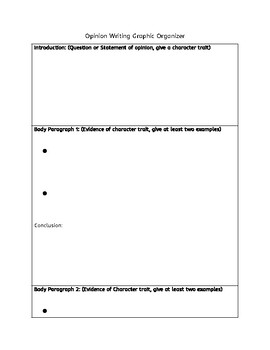 Preview of Opinion Writing Graphic Organizer