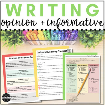 Preview of Opinion Writing Graphic Organizer | Informational | Essay Outline | Checklist