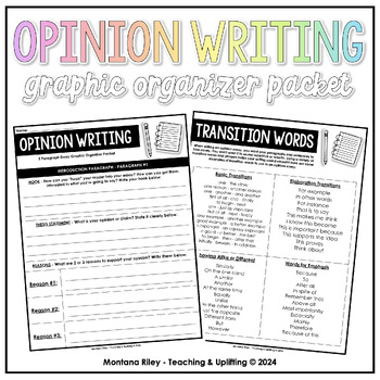 Preview of Opinion Writing Graphic Organizer Packet