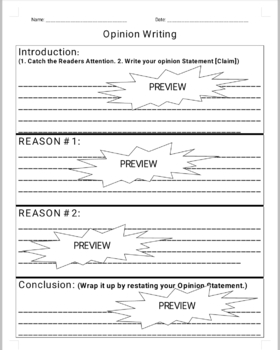 Preview of Opinion Writing Graphic Organizer- Prepare for Bulletin Board Worksheet