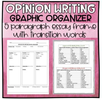 Preview of Opinion Writing Graphic Organizer with Transition Words