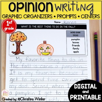 Preview of Opinion Writing Graphic Organizers & Centers - Printable & Digital
