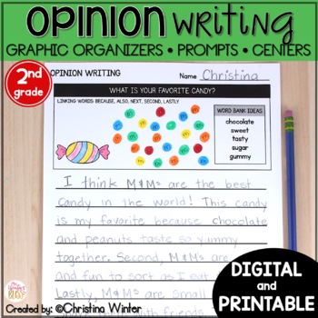 Preview of Opinion Writing Graphic Organizers & Centers - Printable & Digital