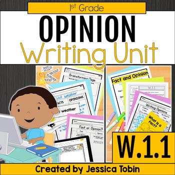 Preview of Opinion Writing Prompts, Graphic Organizers, Rubrics, Lessons 1st Grade W.1.1