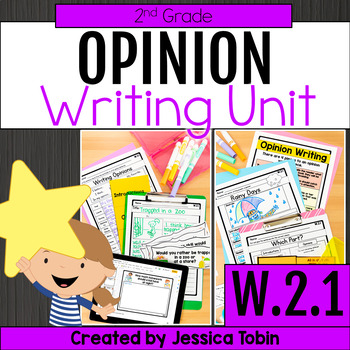 Preview of Opinion Writing Prompts, Graphic Organizers, Rubrics, Lessons 2nd Grade W.2.1