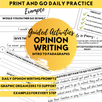 Preview of Opinion Writing - Intro to Paragraphing, Distance Learning, No Prep Printables