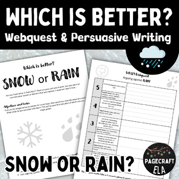 Preview of Is Snow or Rain Better? Research, Planning and Persuasive Writing Activity