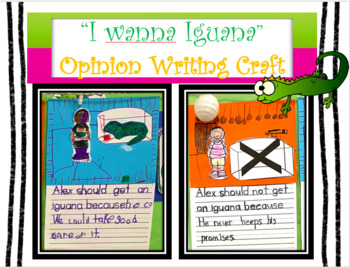 Preview of Opinion Writing K-1 "I Wanna Iguana" Writing Craft
