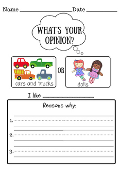 opinion writing kindergarten differentiated worksheets by alliecurls